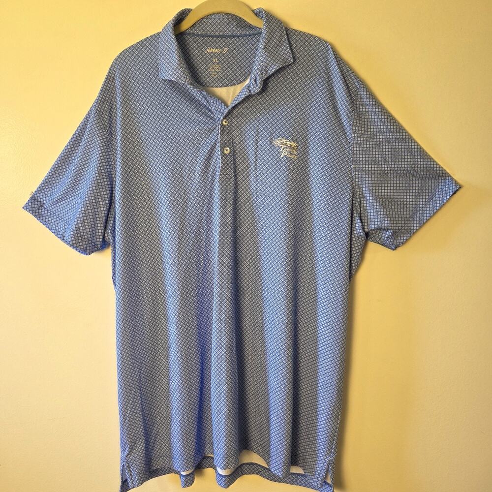 Johnnie-O Torrey Pines Golf Polo Shirt Mens XL Blue Geometric Prep-Formance
